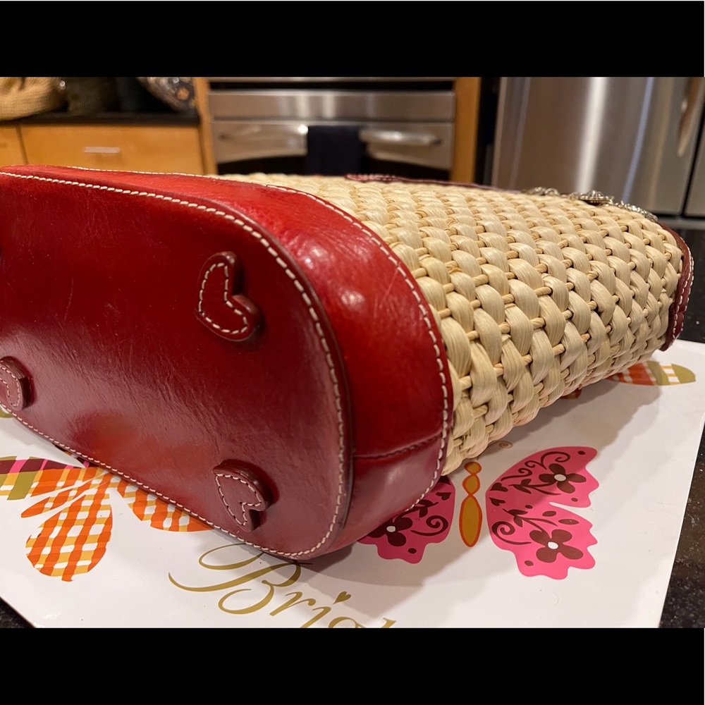 BRIGHTON STRAW & LEATHER BANDANA FABRIC ACCENTED MARILYN SHOULDER BAG - Picture 10 of 14